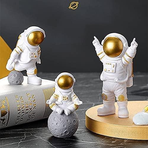 Astronaut Spaceman Statue Ornament Home Office Desktop Figurine Decors Set of 3 - Home Decorative