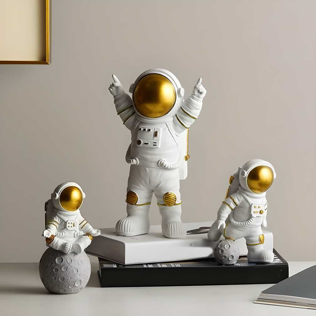 Astronaut Spaceman Statue Ornament Home Office Desktop Figurine Decors Set of 3 - Home Decorative