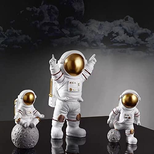 Astronaut Spaceman Statue Ornament Home Office Desktop Figurine Decors Set of 3 - Home Decorative